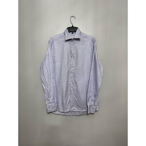 Jack Victor Mens Button-Up Shirt Purple Striped Long Sleeve Point Collar M New